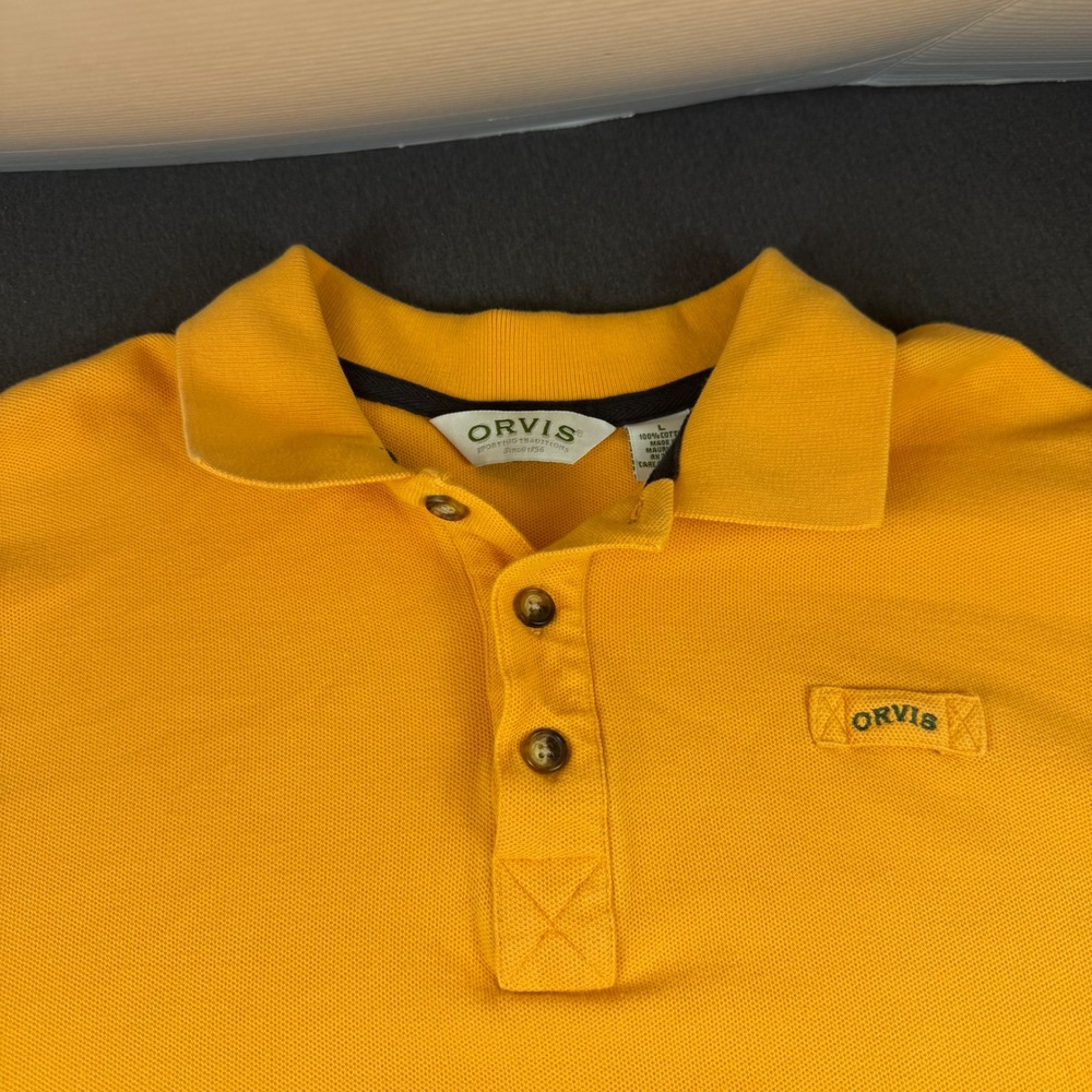 Orvis Sporting Traditions Mens orange Pique Cotton Short Sleeve Polo Shirt L‎